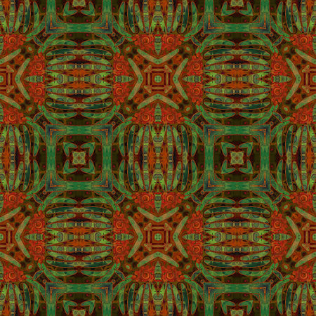 art eastern national traditional pattern in red and green colors