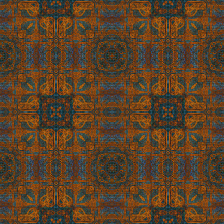 art eastern ornamental traditional pattern in orange and blue colors