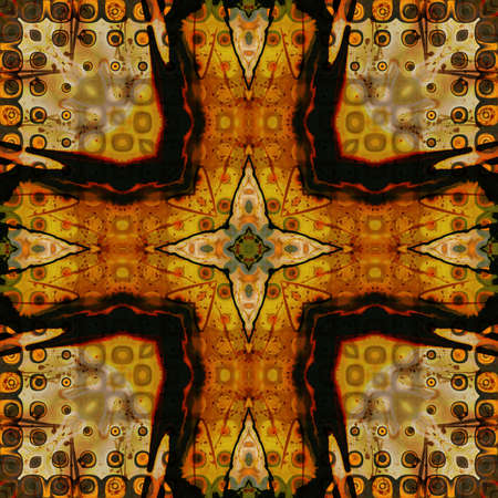 art eastern national traditional pattern in golden, brown, orange and red colorsの写真素材