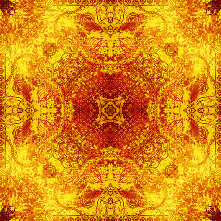 art nouveau colorful ornamental vintage pattern in gold and red colorsの写真素材