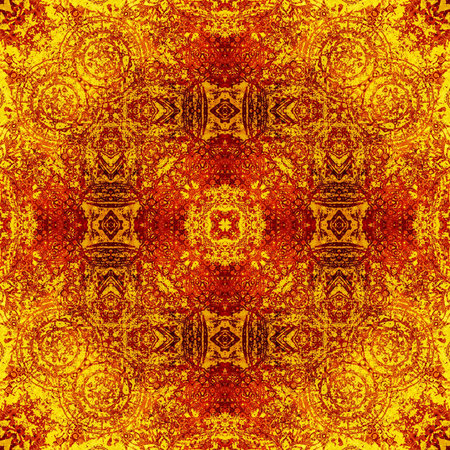 art nouveau colorful ornamental vintage pattern in gold and red colorsの写真素材