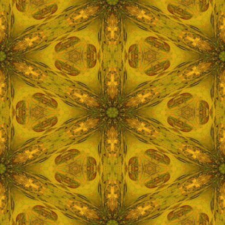 art nouveau ornamental vintage pattern in green and gold colorsの写真素材