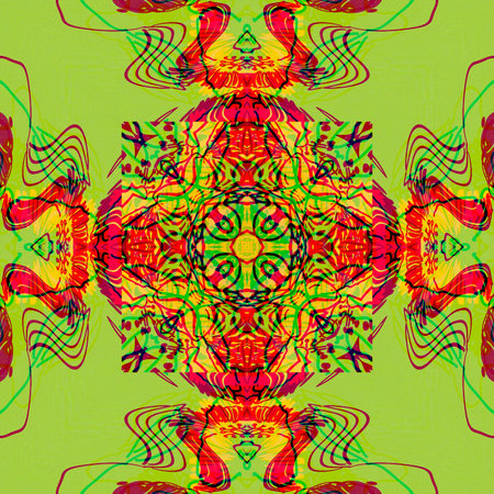 art nouveau ornamental vintage pattern in red and green colors