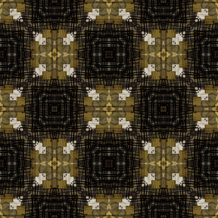 art vintage geometric ornamental pattern in sepia and black colors, monochrome background