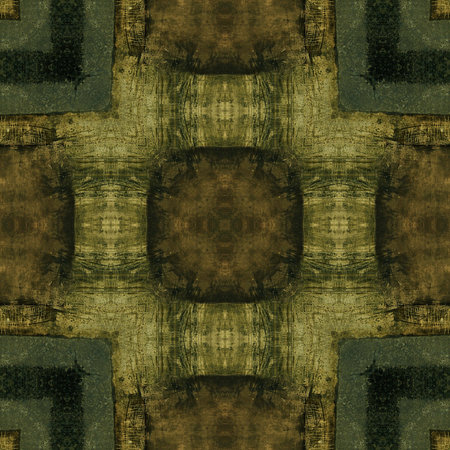 art geometric ornamental vintage pattern in green and brown colors