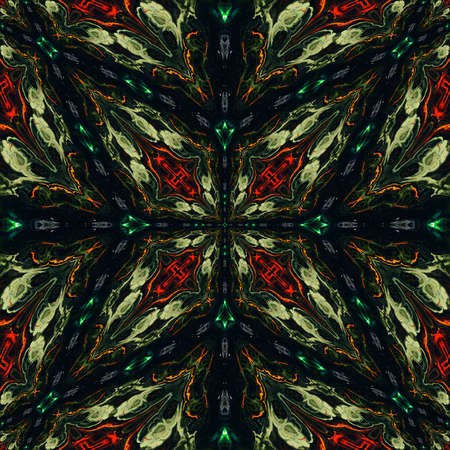 art nouveau ornamental vintage pattern in green and red colorsの写真素材