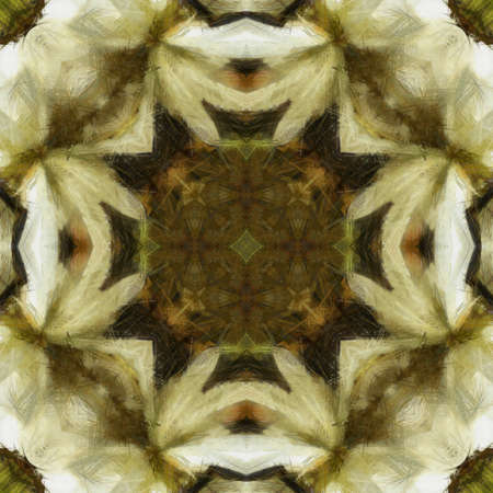art nouveau ornamental vintage pattern in white, green, brown and yellow colorsの写真素材
