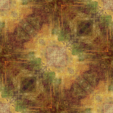 art nouveau ornamental vintage pattern in beige, brown, green and orange colorsの写真素材