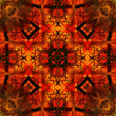 art eastern national traditional pattern, blurred and graphic background in red,  orange, brown and yellow colorsの写真素材