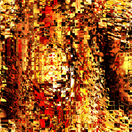 art abstract bright golden, orange and brown tiles background, seamless patternの写真素材