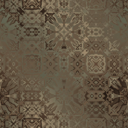 art vintage damask seamless pattern, bronze blurred background in green and brown graphic