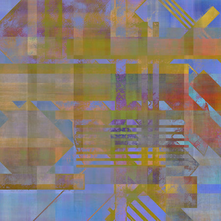 art abstract geometric textured colorful background in vanguard style in olive, brown and blue...