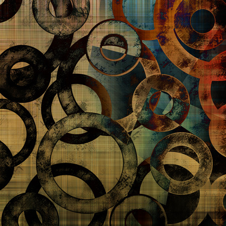 art abstract geometric textured colorful background with circles in black, green and brown colors の写真素材