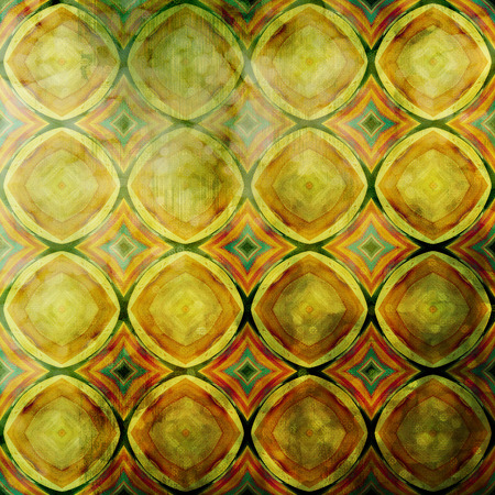 art abstract acrylic and pencil colorful background with damask pattern in yellow, green and brown colorsの写真素材