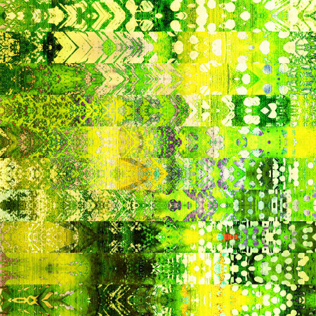 art abstract geometric horizontal stripes pattern background in green, yellow, black and gold colors