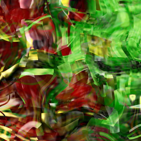 art abstract colorful chaotic waves pattern, background in red and green colorsの写真素材
