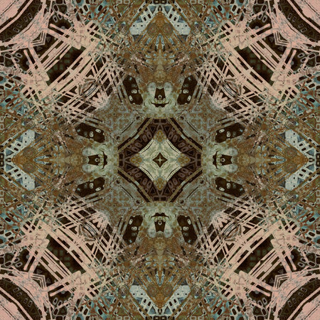 art deco ornamental vintage pattern, S.27, monochrome background in beige, green grey and brown...