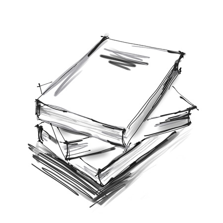 art digital graphic painted three books  isolated on white backgroundの写真素材