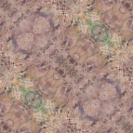 art nouveau ornamental vintage  pattern, S.4, colorful watercolor background in pastel  lilac, grey, old gold, brown and green colorsの写真素材