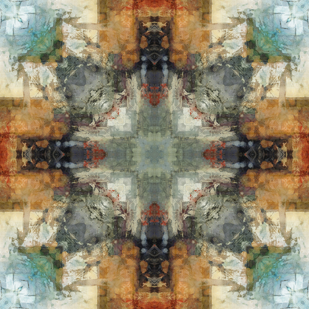 art nouveau ornamental vintage  pattern, S.1, colorful watercolor background in pastel green, blue, white, beige, grey olive and orange colorsの写真素材