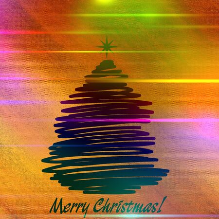 art christmas black graphic tree on golden backgroundの写真素材