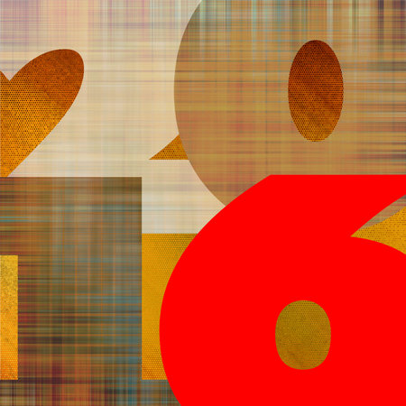 art graphic new year pattern with 2016 in red and old gold colors on orange gold background