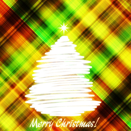 art christmas white graphic tree on golden, green and brown geometric pattern backgroundの写真素材
