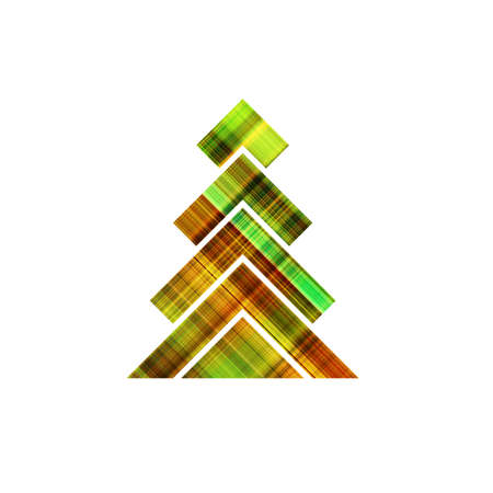 art christmas graphic tree in green? gold and orange colors isolated on white background with space for textの写真素材
