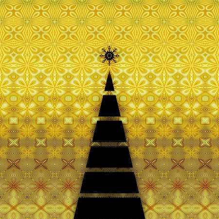 art christmas graphic geometric black tree on beige vintage pattern background with space for textの写真素材