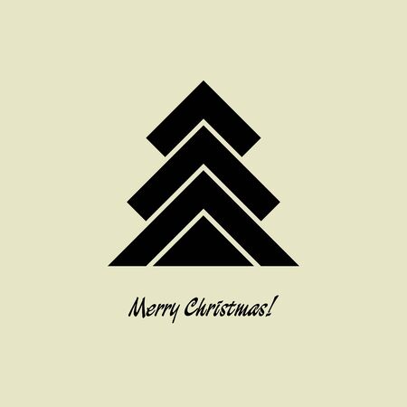 art christmas graphic tree in black color isolated on beige background with space for textの写真素材