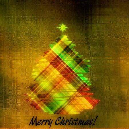 art christmas colorful graphic abstract pattern tree on gold and green backgroundの写真素材