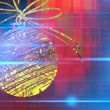 art christmas gold ball on purple, red and gold background with space for textの写真素材