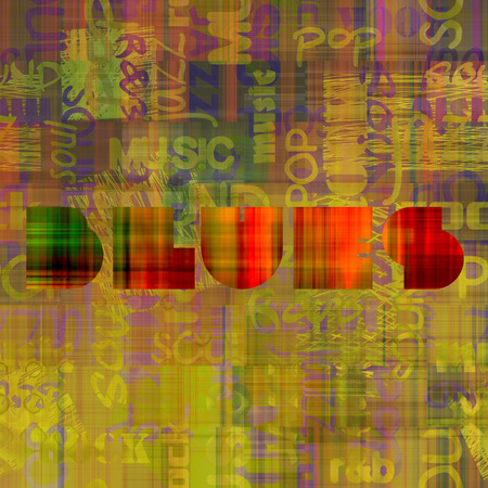 art colorful graffiti music background with word blues in gold, red and greenの写真素材