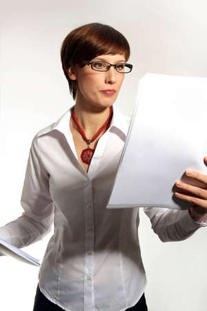 confident young business woman on white backgroundの写真素材