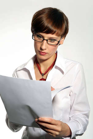 confident young business woman on white backgroundの写真素材
