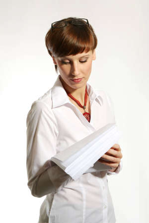 confident young business woman on white backgroundの写真素材