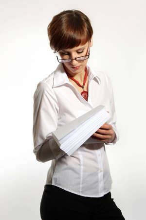 confident young business woman on white backgroundの写真素材