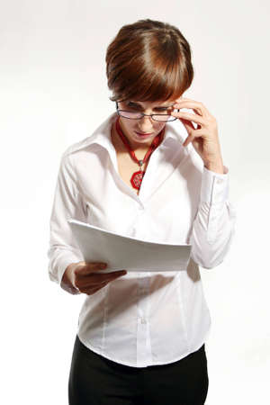 confident young business woman on white backgroundの写真素材