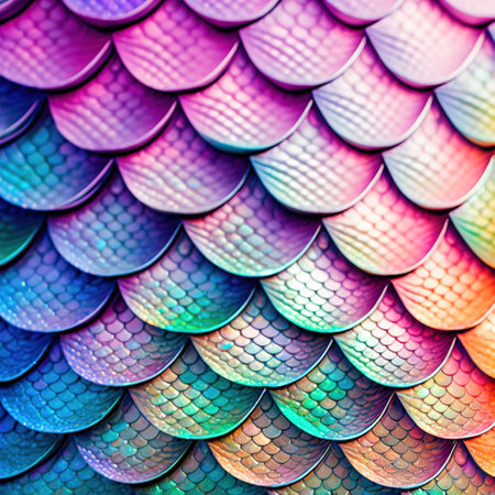 abstract background of colorful fish scales, close-up, macroの素材