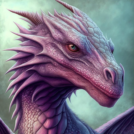 dragon. 3d render of a fantasy dragon with a green backgroundの素材