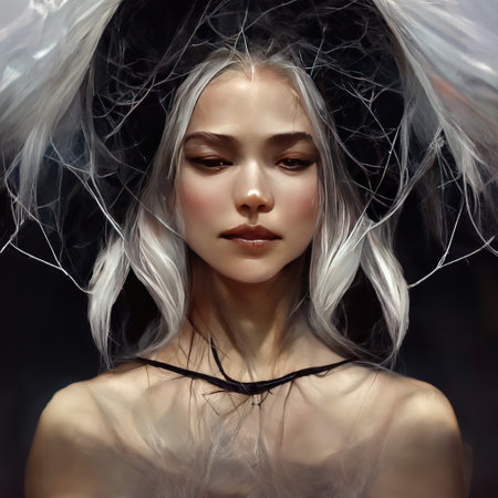 Portrait of a beautiful young woman with white hair. Beauty, fashion.の素材