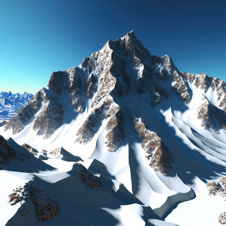 beautiful snowy mountains in the blue sky (3d render)の素材