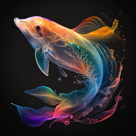 Colorful fish on a dark background. Vector illustration for your designの素材