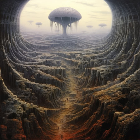 Fantasy alien planet. 3D illustration of a fantasy alien planet.の素材