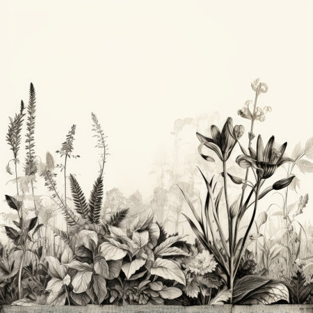 Vintage background with wildflowers. Hand-drawn illustration.の素材