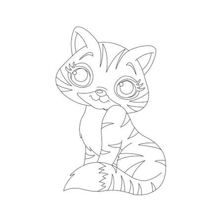 Kitty Cat outline coloring page for kidsのイラスト素材