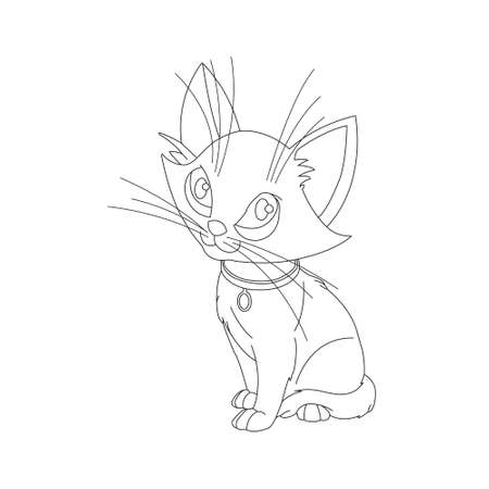Kitty Cat outline coloring page for kidsのイラスト素材