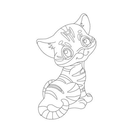 Kitty Cat outline coloring page for kidsのイラスト素材
