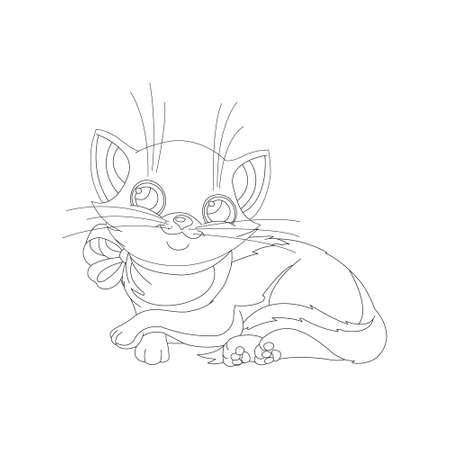 Kitty Cat outline coloring page for kidsのイラスト素材