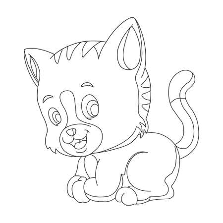 Coloring page outline of cute cat Animal Coloring page cartoon vector illustrationのイラスト素材